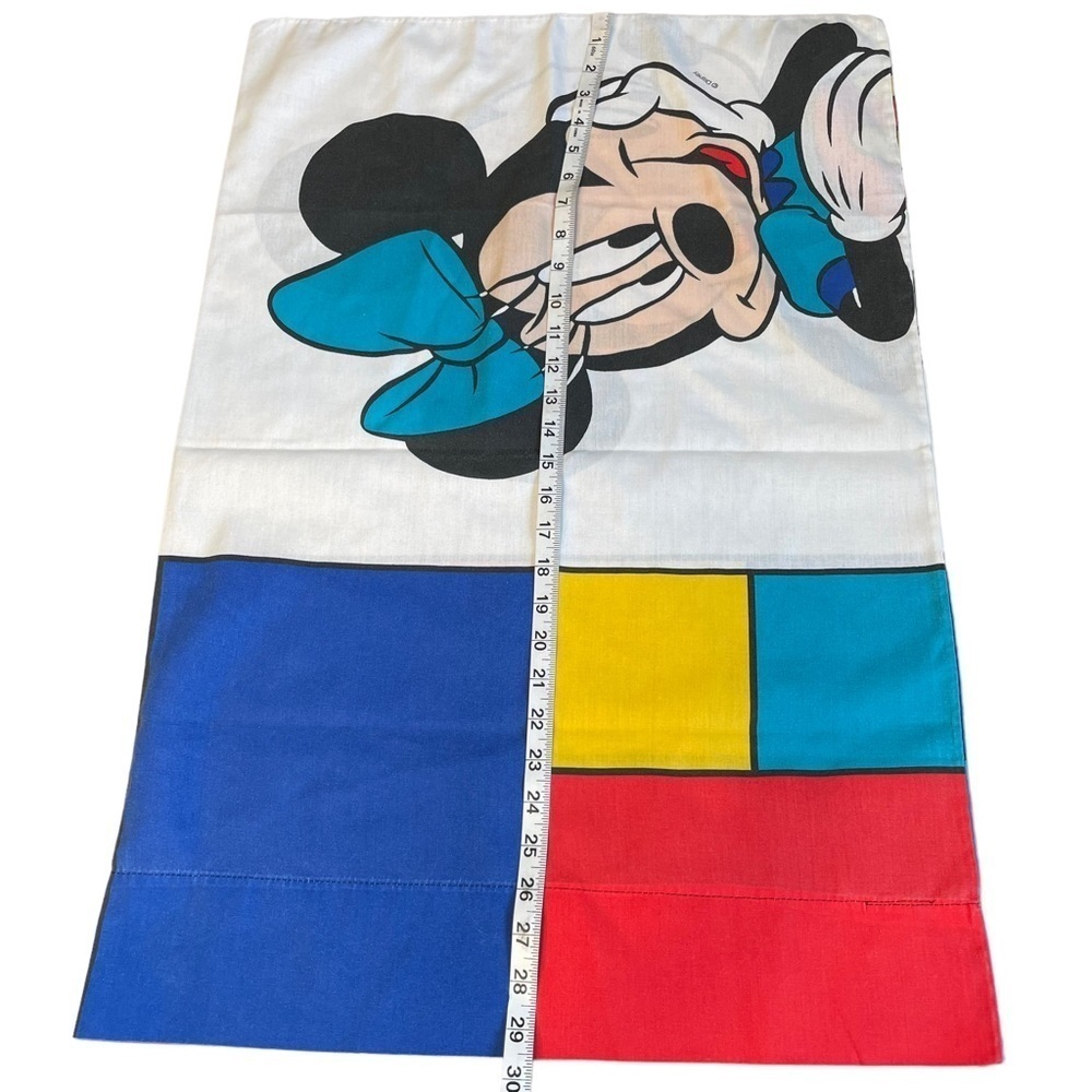 1 Vintage Double Sided Micky And Mini Mouse Pillow Case Primary Color Block - Picture 5 of 6